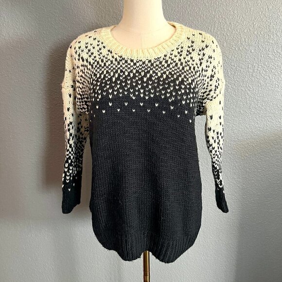 MADEWELL Black & Cream Apres Ski Nordic Fair Isle Snowflake Pullover Sweater S - Picture 1 of 12